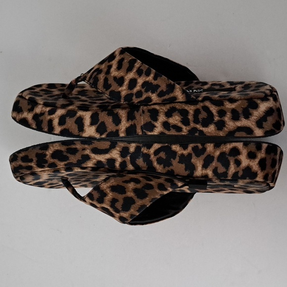 Zara Leopard Print Fabric Flatform Sandals EU37 sz6.5-7 - Picture 7 of 15